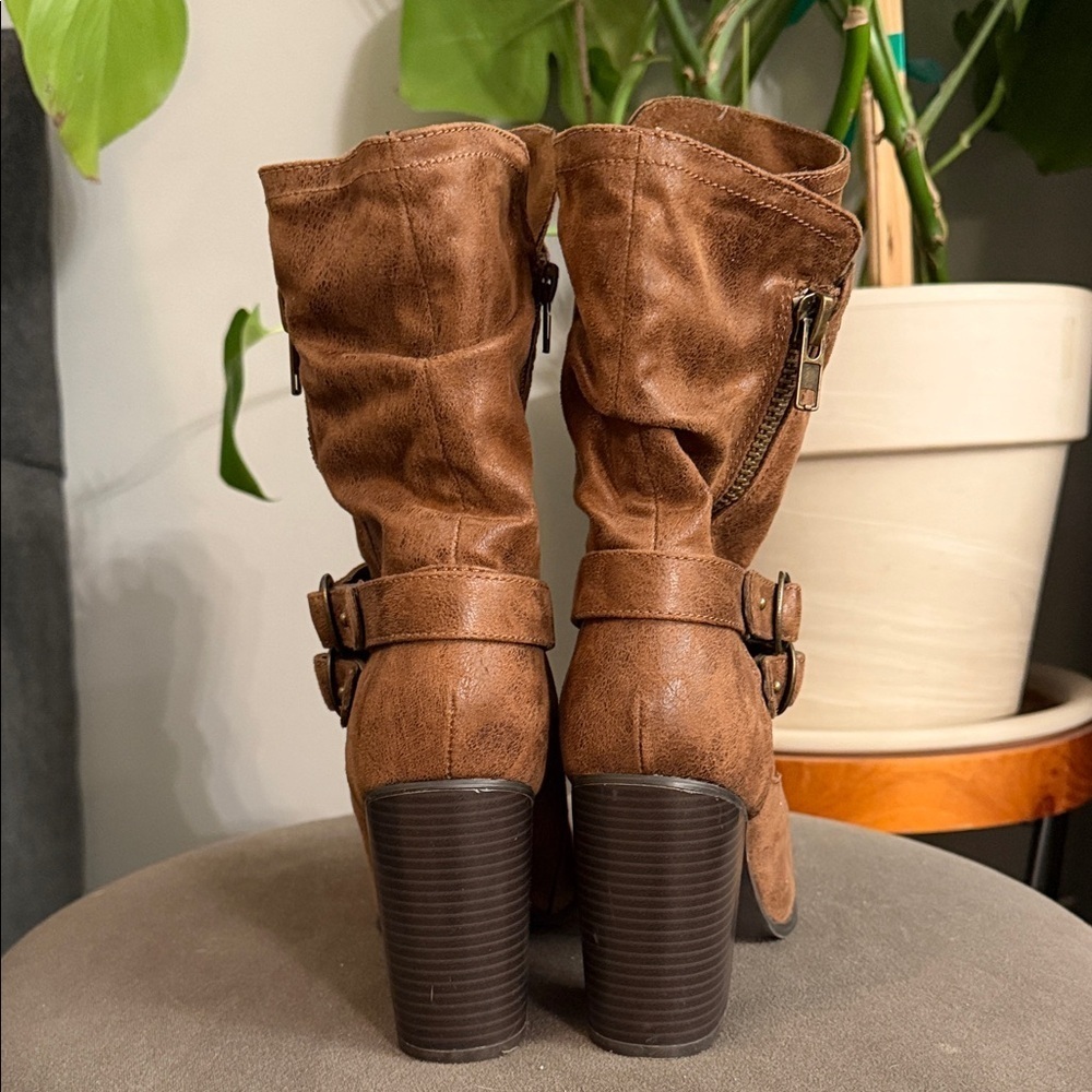 Carlos by Carlos Santana Paisley Mid-Calf Womens 9 Brown Heel Boots Boho - Picture 4 of 7